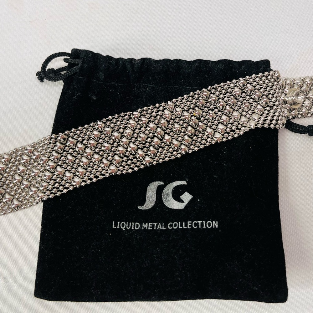 Liquid Metal Collection Silver Bracelet